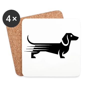 Dachshund - Cool Pet Logo - Coasters (set of 4) - white - Front
