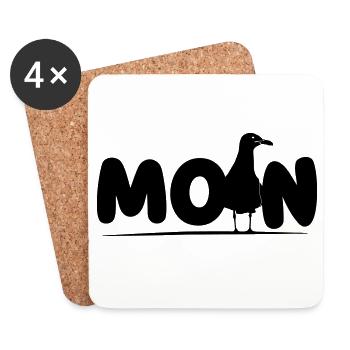 Moin mit Möwe - Untersetzer (4er-Set) - Weiß - Vorne