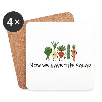 Maintenant, nous avons la salade – Humour anglais du jardin - Dessous de verre (lot de 4) - blanc - Devant