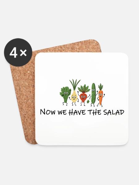 Now We Have the Salad – Garten Denglisch Humor - Untersetzer (4er-Set) - Weiß