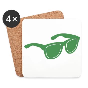 Grüne Sonnenbrille Grafik - Untersetzer (4er-Set) - Weiß - Vorne