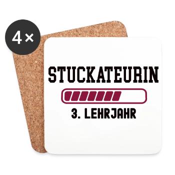 Ausbildung Stuckateurin 3. Lehrjahr Stuckateur  - Untersetzer (4er-Set) - Weiß - Vorne