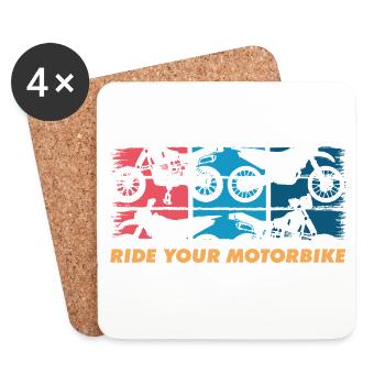 Ride Your Motorbike – Classic Retro Design - Coasters (set of 4) - white - Front