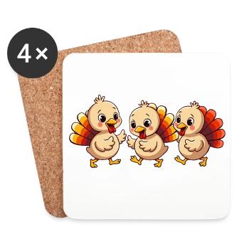 Bébé dinde de Thanksgiving - Dessous de verre (lot de 4) - blanc - Devant
