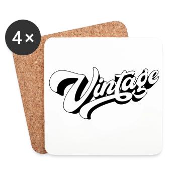 Vintage Schwarz-Weiß - Untersetzer (4er-Set) - Weiß - Vorne