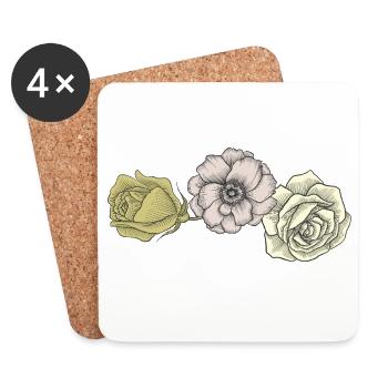 Vintage Roses - Dessous de verre (lot de 4) - blanc - Devant
