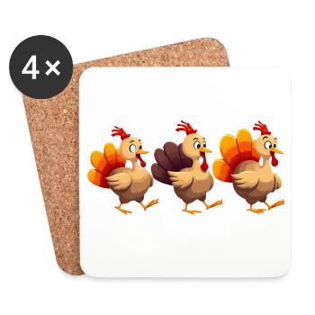 Bébé dinde de Thanksgiving - Dessous de verre (lot de 4) - blanc - Devant