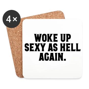 Ich bin wieder sexy aufgewacht, lustige Frauen-Sex - Untersetzer (4er-Set) - Weiß - Vorne
