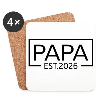 Papa 2026 Logo Expectant Dad 2026 Papa est 2026 - Dessous de verre (lot de 4) - blanc - Devant