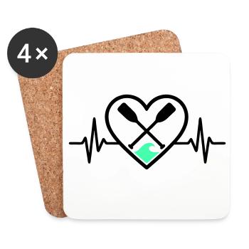 Canoe Kayak Heart Paddle Wave Outdoor Sports - Coasters (set of 4) - white - Front