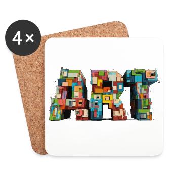 Buntes Pixel ART Motiv im Retro Look - Untersetzer (4er-Set) - Weiß - Vorne