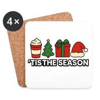Tis the Season Festive Christmas Crew - Coasters (set of 4) - white - Front