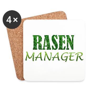 Rasenmanager Platzwart Greenkeeper Fußball Garten - Untersetzer (4er-Set) - Weiß - Vorne