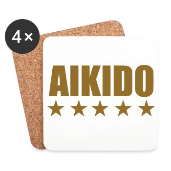 Aïkido - Art Martial - Aïkidoka - Dessous de verre (lot de 4) - blanc - Devant