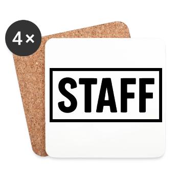 Minimalistisches STAFF Shirt – Club & Event Crew - Untersetzer (4er-Set) - Weiß - Vorne
