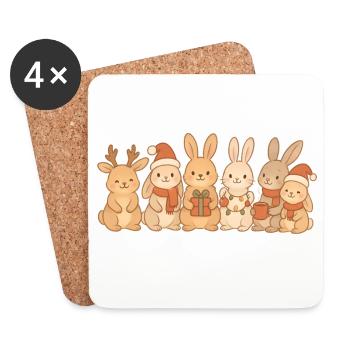 Lapins Enfants Garçons Filles Lapins de Noël - Dessous de verre (lot de 4) - blanc - Devant