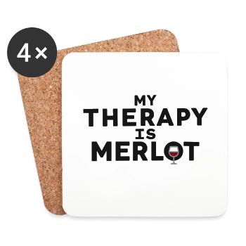 My Therapy Is Merlot Funny Wine Saying - Coasters (set of 4) - white - Front