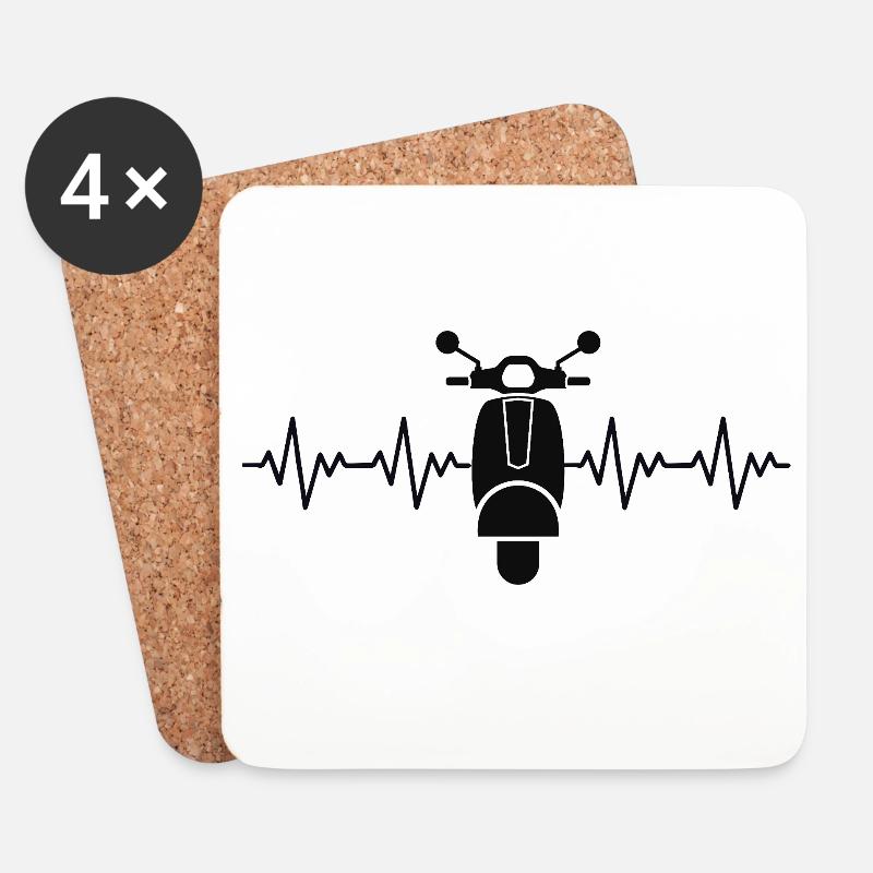 Moped Motorroller EKG Herzschlag Herzfrequenz - Untersetzer (4er-Set) - Weiß