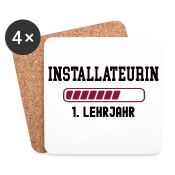 Apprentissage en tant que plombier, première année d’apprentissage en tant que plombier - Dessous de verre (lot de 4) - blanc - Devant