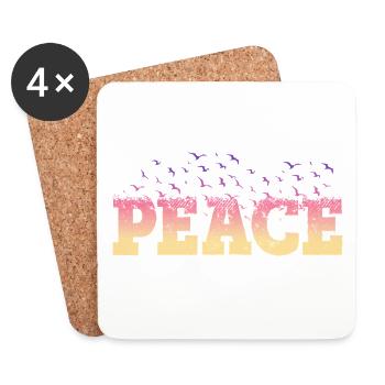 Peace Peace Font Colorful Birds Against War - Coasters (set of 4) - white - Front
