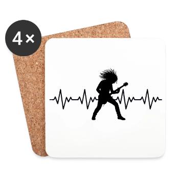Rock Musik EKG Herzschlag - Untersetzer (4er-Set) - Weiß - Vorne