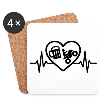 Heart Quad Beer - Coasters (set of 4) - white - Front