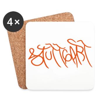 Stuttgart Street Art Souvenir - Coasters (set of 4) - white - Front