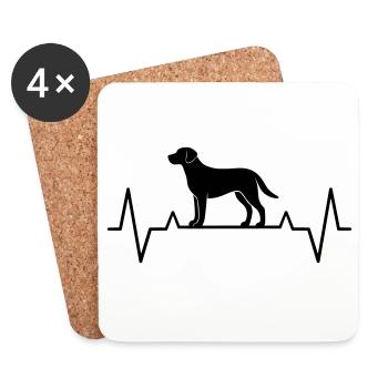 Geschenkidee Hundemama Labrador Herzschlag EKG - Untersetzer (4er-Set) - Weiß - Vorne