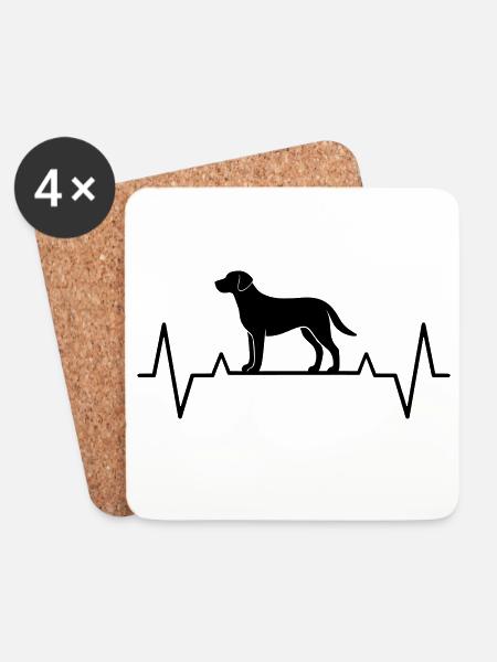 Gift idea dog mom Labrador heartbeat ECG - Coasters (set of 4) - white
