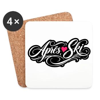 Après-ski heart love - Coasters (set of 4) - white - Front