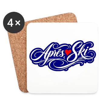 Après-ski heart love - Coasters (set of 4) - white - Front