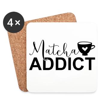 Matcha Addict SVG – Matcha Lover Design - Dessous de verre (lot de 4) - blanc - Devant