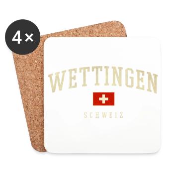 Bannière de Wettingen Suisse - Dessous de verre (lot de 4) - blanc - Devant
