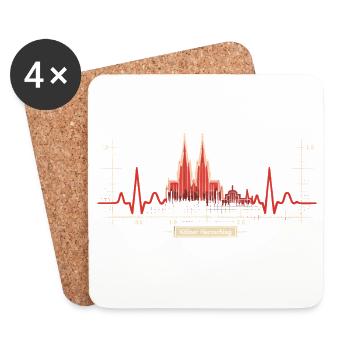 Cologne Skyline Heartbeat Dom Kölsch Love Geschen - Coasters (set of 4) - white - Front