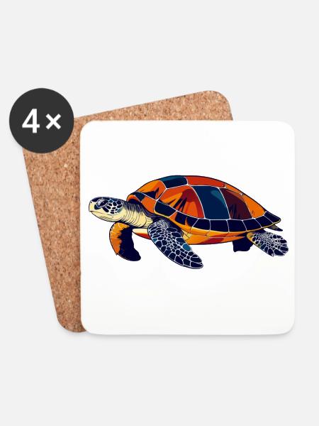 Bunte Mosaik Wasser Schildkröte Meeresschildkröte - Untersetzer (4er-Set) - Weiß