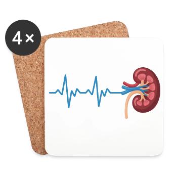 Nierenrhythmus Grafik - Untersetzer (4er-Set) - Weiß - Vorne