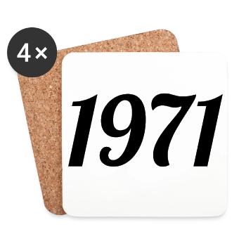 1971 Vintage 1971 Anniversaire Rétro 1971 Cadeau - Dessous de verre (lot de 4) - blanc - Devant