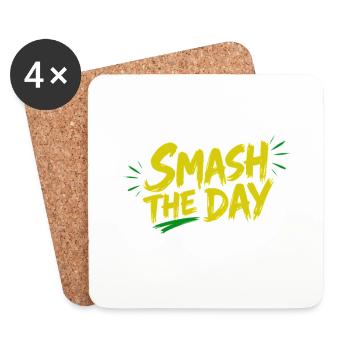 SMASH THE DAY Motivation für Padel und Tennis - Untersetzer (4er-Set) - Weiß - Vorne