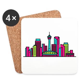 Calgary City Skyline Calgary Tower Modern Art - Coasters (set of 4) - white - Front