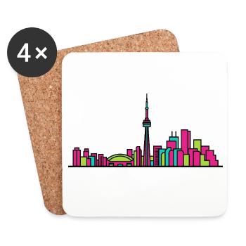 Toronto City Skyline CN Tower Modern Line Art - Untersetzer (4er-Set) - Weiß - Vorne