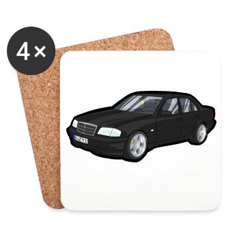 Black Luxury Car Cartoon - Coasters (set of 4) - white - Front