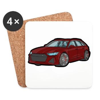 Red Sports Car Silhouette - Coasters (set of 4) - white - Front