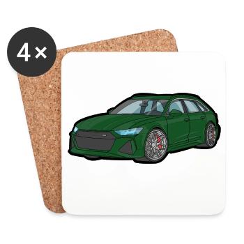 Green sports car station wagon - Coasters (set of 4) - white - Front