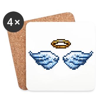 Retro Pixel Art Angel Wings and Halo - Untersetzer (4er-Set) - Weiß - Vorne