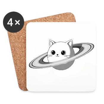 Saturn-Katze - Untersetzer (4er-Set) - Weiß - Vorne