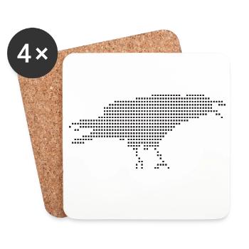 Raven Pixel Dot Silhouette - Untersetzer (4er-Set) - Weiß - Vorne