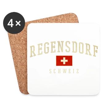 Emblème vintage suisse de Regensdorf Zurich - Dessous de verre (lot de 4) - blanc - Devant