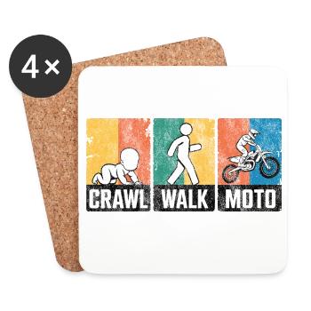 Ramper, marcher, moto, moto divertente, drôle - Dessous de verre (lot de 4) - blanc - Devant