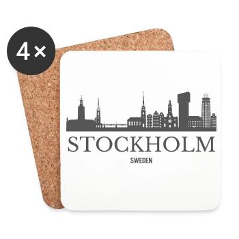 Stockholm, Schweden, Stockholms Skyline - Untersetzer (4er-Set) - Weiß - Vorne