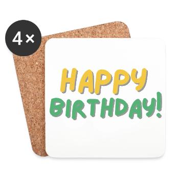 Happy Birthday - Untersetzer (4er-Set) - Weiß - Vorne